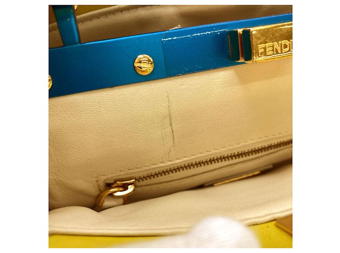Borsa a mano Fendi Peekaboo Mini Blu Giallo - vista 8