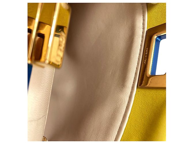 Borsa a mano Fendi Peekaboo Mini Blu Giallo - vista 9