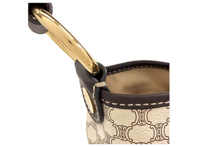 Céline Celine Schultertasche mit Macadam-Muster Weiß Dunkelbraun - Ansicht 12