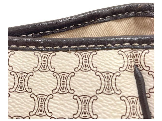 Céline Celine Schultertasche mit Macadam-Muster Weiß Dunkelbraun - Ansicht 9