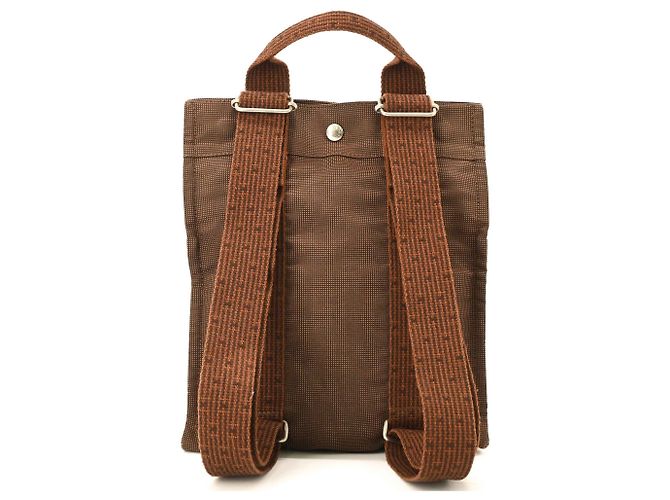 Hermès Hermes Herline Ad PM Nylon Canvas Tote Rucksack Braun - Ansicht 2