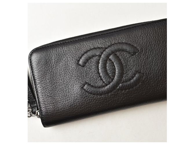Cartera larga Chanel de piel negra Negro - vista 3