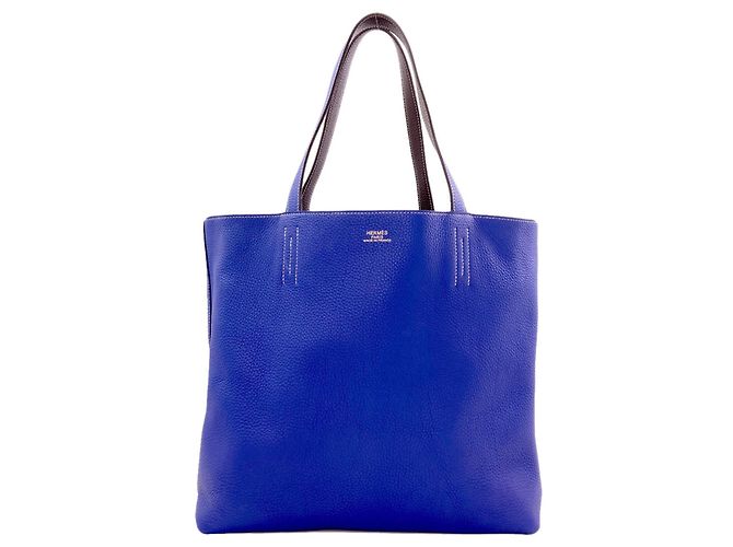 Hermès Hermes Double Sens 45 Tote Bag Braun Blau - Ansicht 5