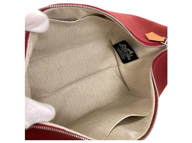 Hermès Hermes Bride à Black PM Silver Hardware Canvas Handtasche Rot - Ansicht 5