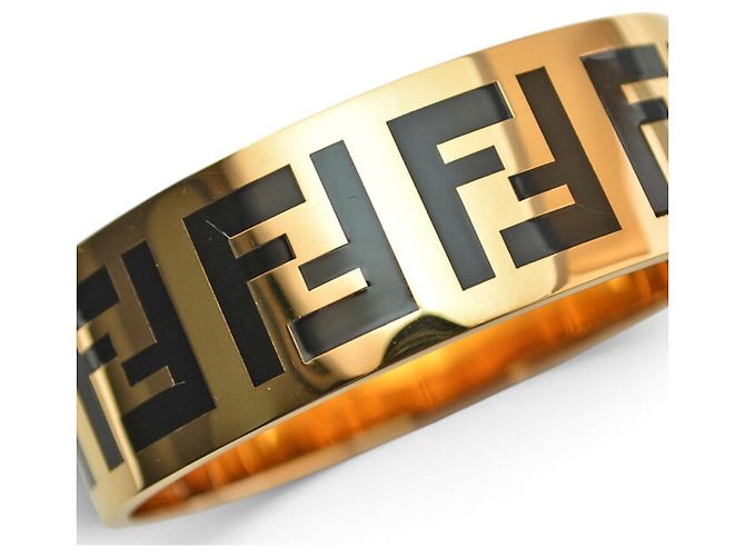 Bracciale rigido Fendi in metallo nero e oro D'oro - vista 2