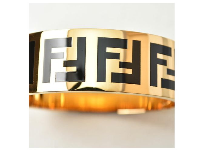 Bracciale rigido Fendi in metallo nero e oro D'oro - vista 7