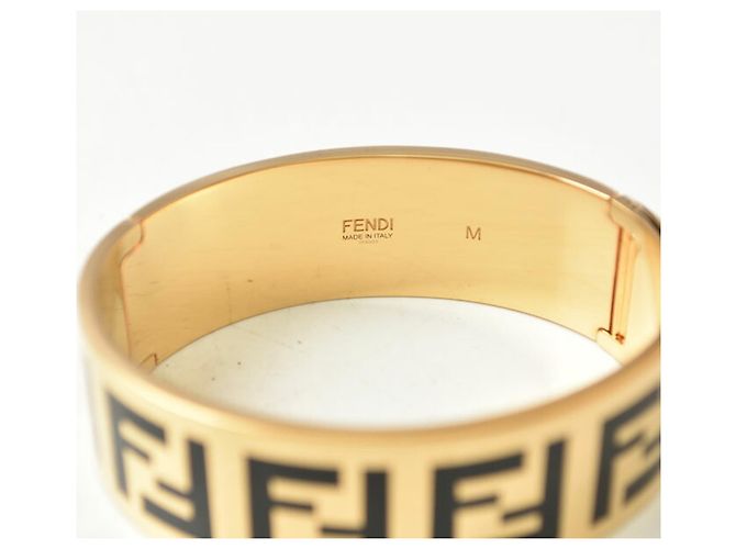 Bracciale rigido Fendi in metallo nero e oro D'oro - vista 8