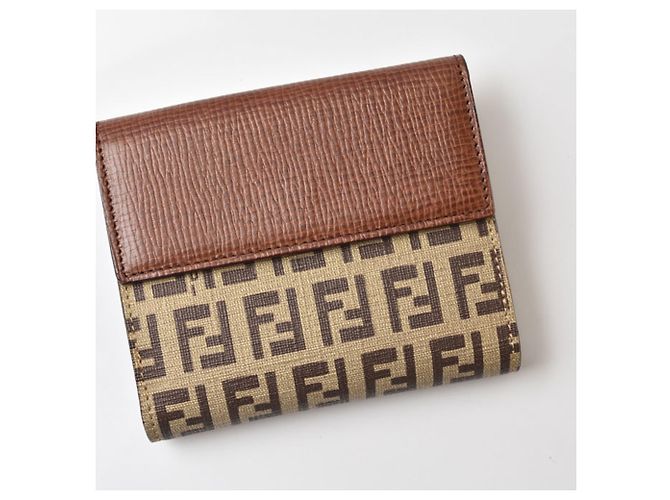 Zucca Fendi Bi-fold Geldbörse in Beige Brown Braun - Ansicht 3