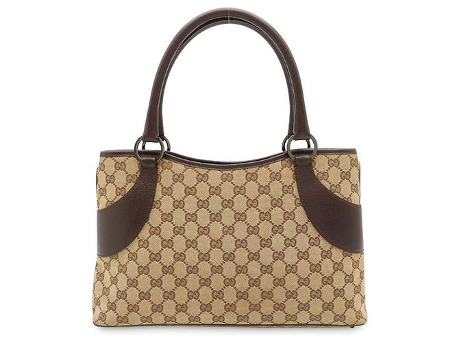 Borsa Tote Gucci GG Canvas Beige Marrone scuro - vista 2
