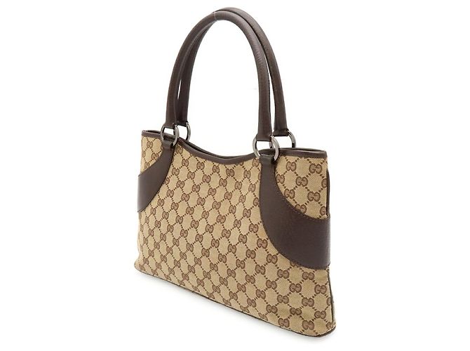 Borsa Tote Gucci GG Canvas Beige Marrone scuro - vista 3
