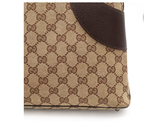 Borsa Tote Gucci GG Canvas Beige Marrone scuro - vista 9