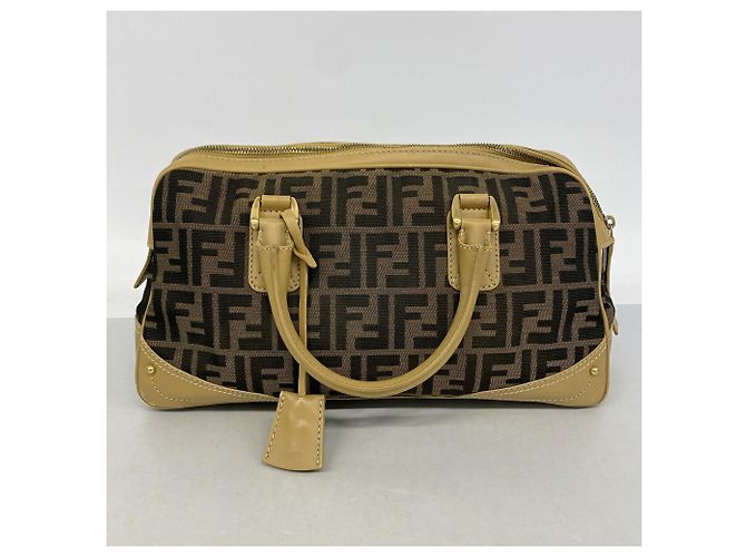 Borsa Fendi Zucca in nylon e canvas Marrone Beige - vista 11