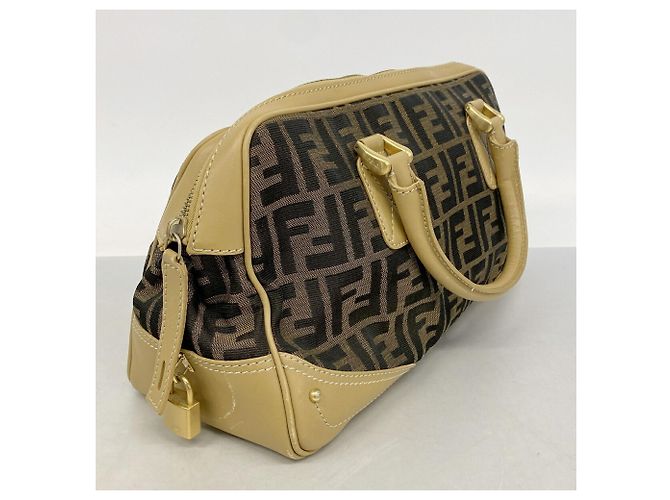 Borsa Fendi Zucca in nylon e canvas Marrone Beige - vista 2