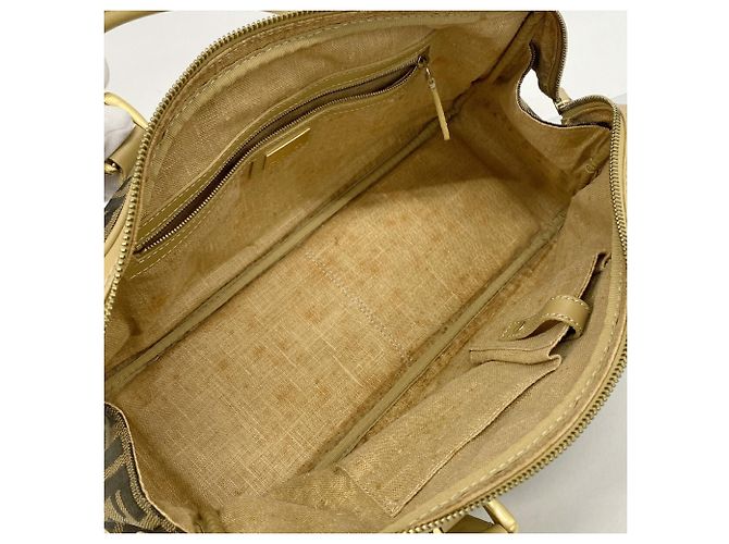Borsa Fendi Zucca in nylon e canvas Marrone Beige - vista 4