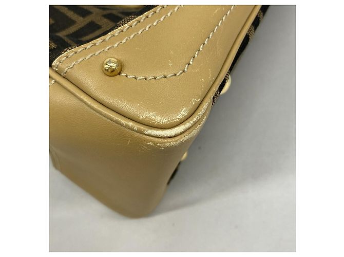 Borsa Fendi Zucca in nylon e canvas Marrone Beige - vista 6
