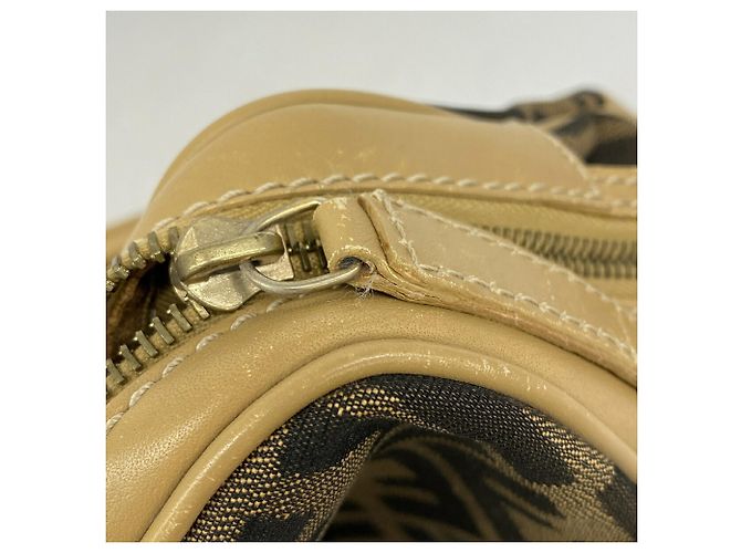 Borsa Fendi Zucca in nylon e canvas Marrone Beige - vista 8