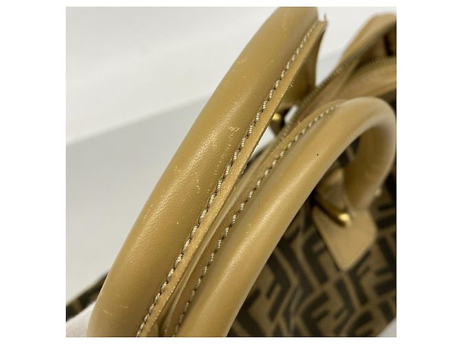Borsa Fendi Zucca in nylon e canvas Marrone Beige - vista 9