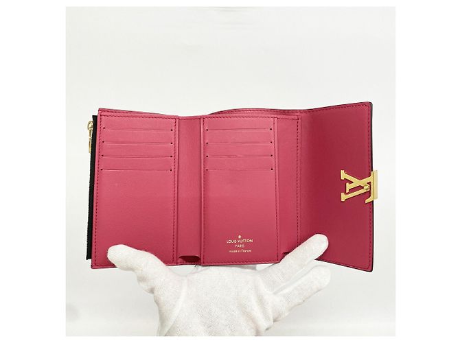Portafoglio Louis Vuitton Tri-fold in Hot Pink e Noir Nero Rosa - vista 3
