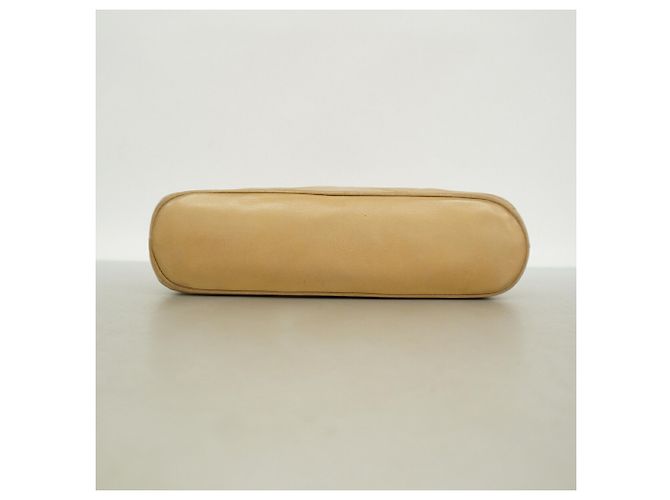 Borsa a tracolla Chanel in pelle d'agnello beige - vista 3
