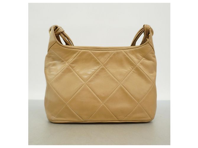 Borsa a tracolla Chanel in pelle d'agnello beige - vista 8