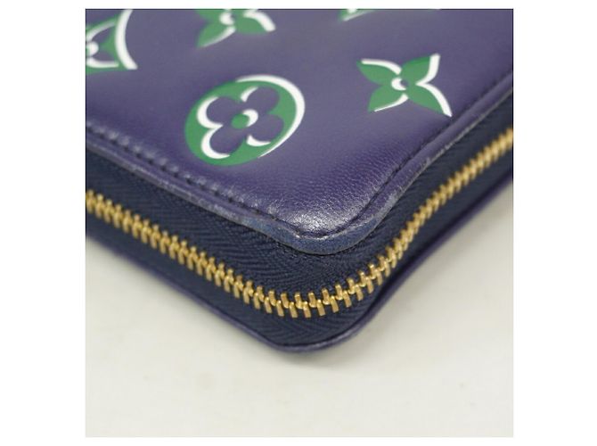 Cartera Larga Louis Vuitton - Coussin Zippy Wallet Verde Azul marino - vista 5