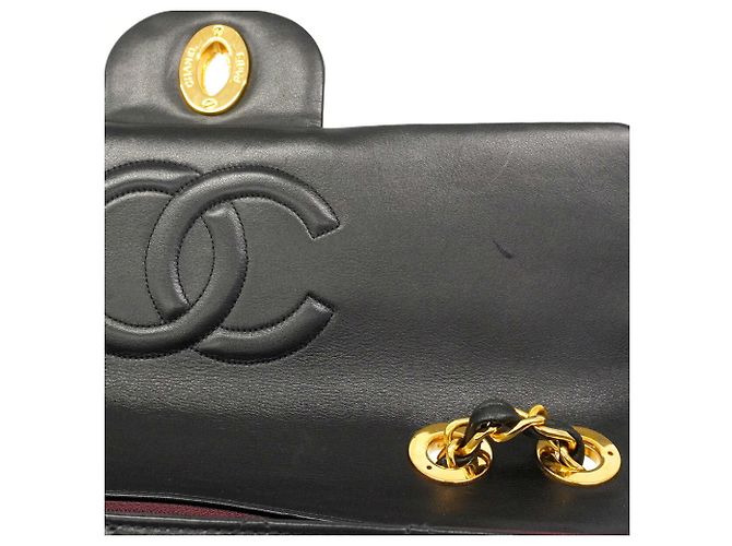 Borsa a tracolla Chanel in pelle d'agnello nera Nero - vista 10