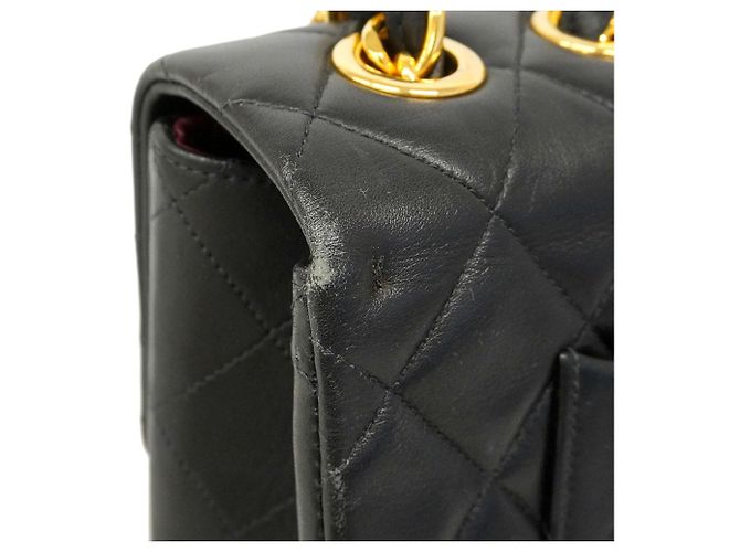 Borsa a tracolla Chanel in pelle d'agnello nera Nero - vista 7