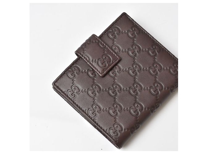 Cartera Gucci bi-fold en cuero marrón oscuro - vista 6