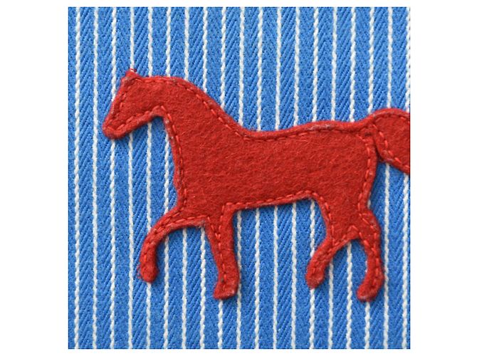 Hermès Pouch Hermes Horse Trouse Flat GM Bianco Blu - vista 3