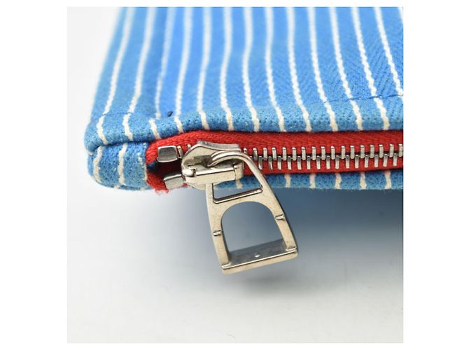 Hermès Pouch Hermes Horse Trouse Flat GM Bianco Blu - vista 4
