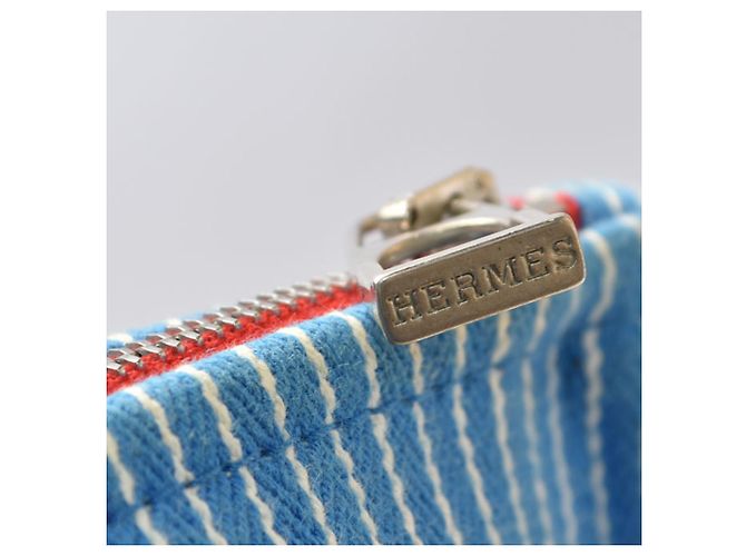 Hermès Pouch Hermes Horse Trouse Flat GM Bianco Blu - vista 5