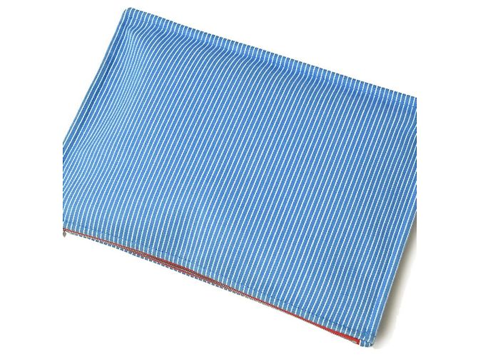 Hermès Pouch Hermes Horse Trouse Flat GM Bianco Blu - vista 6
