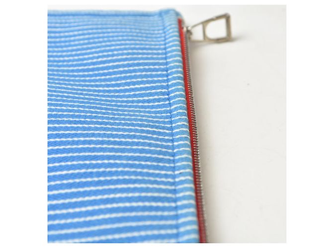 Hermès Pouch Hermes Horse Trouse Flat GM Bianco Blu - vista 9