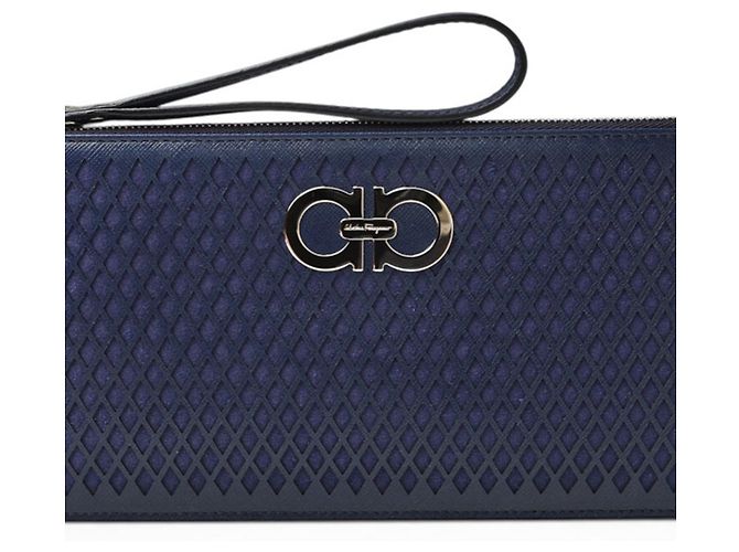 Bolsa de mão em couro azul marinho Salvatore Ferragamo - vista 3