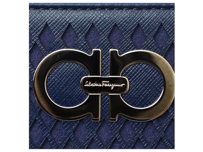 Bolsa de mão em couro azul marinho Salvatore Ferragamo - vista 4