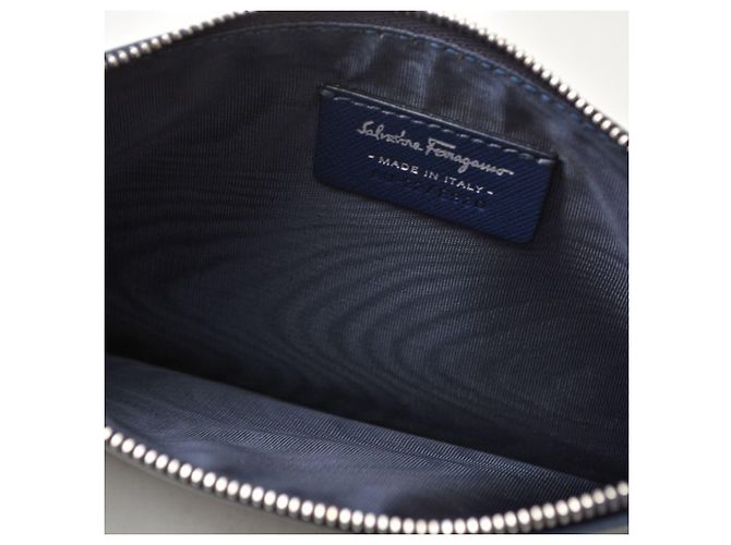 Bolsa de mão em couro azul marinho Salvatore Ferragamo - vista 9