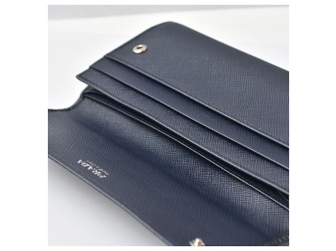 Monedero Prada Saffiano Triangle en Navy Azul marino - vista 7