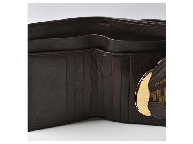 Zucca Cartera bi-fold Fendi de cuero marrón Castaño - vista 9