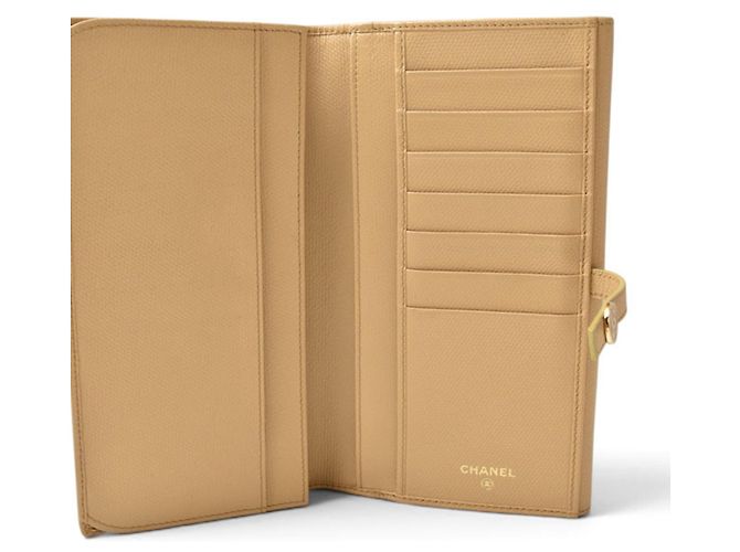 Cartera larga bi-fold Chanel Coco Button Beige - vista 8