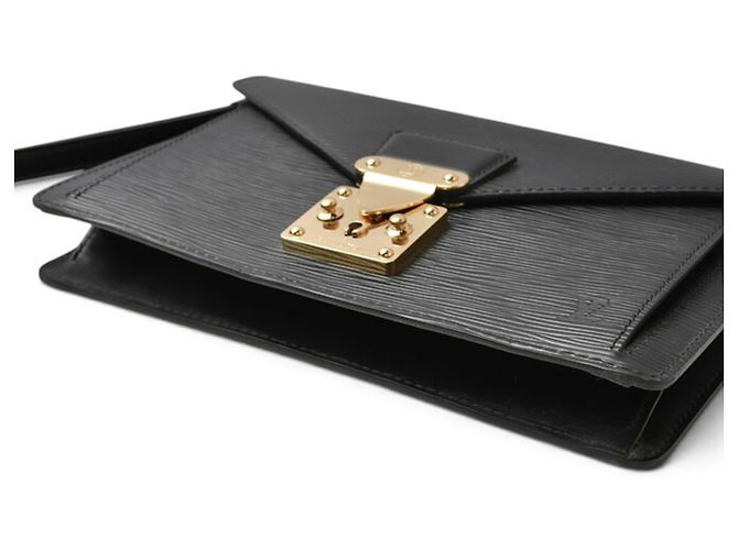 Louis Vuitton Epi Pochette Sellier Dragonne Nero Grigio - vista 3