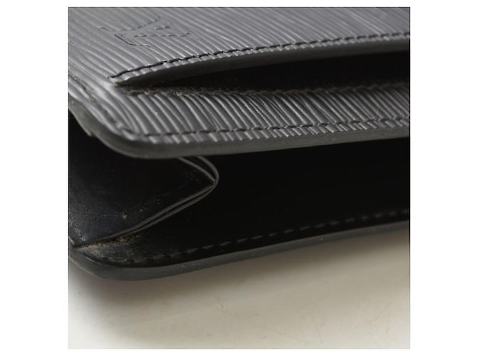 Louis Vuitton Epi Pochette Sellier Dragonne Nero Grigio - vista 6