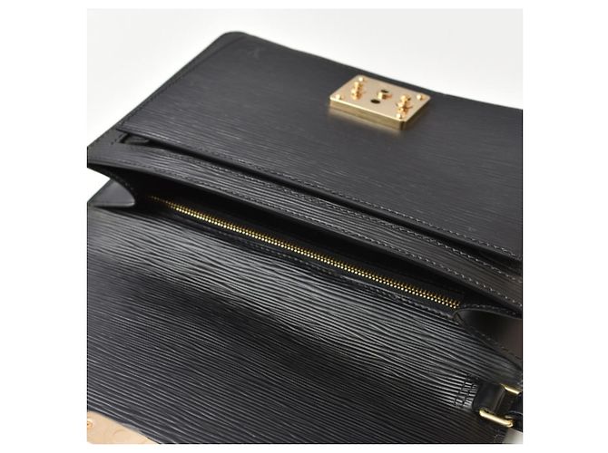 Louis Vuitton Epi Pochette Sellier Dragonne Nero Grigio - vista 7