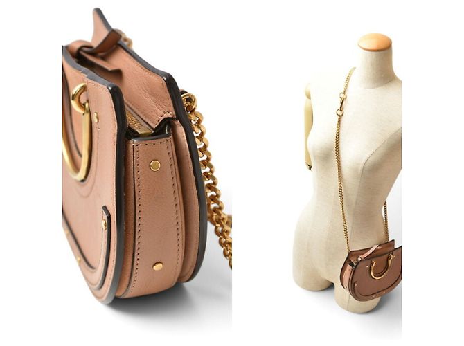 Borsa a mano Chloé in pelle beige rosa - vista 3