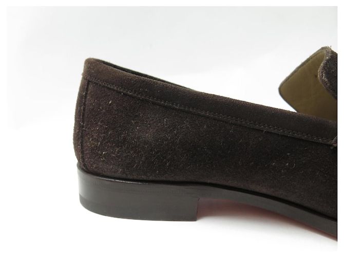 Hermès NEUF MOCASSINS HERMES MONTEREY 41.5 DAIM MARRON BOUCLE BEHAPI SUEDE LOAFER - vue 12
