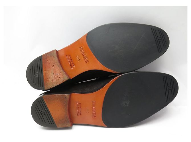 Hermès NEUF MOCASSINS HERMES MONTEREY 41.5 DAIM MARRON BOUCLE BEHAPI SUEDE LOAFER - vue 6