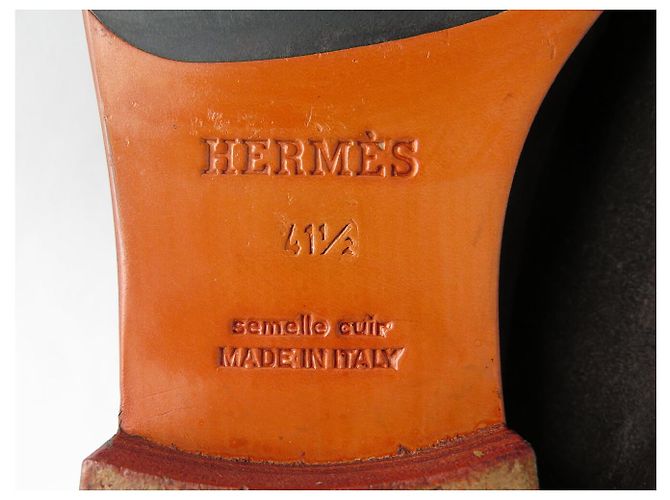 Hermès NEUF MOCASSINS HERMES MONTEREY 41.5 DAIM MARRON BOUCLE BEHAPI SUEDE LOAFER - vue 7