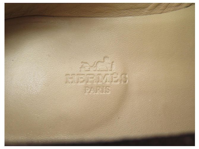 Hermès NEUF MOCASSINS HERMES MONTEREY 41.5 DAIM MARRON BOUCLE BEHAPI SUEDE LOAFER - vue 9