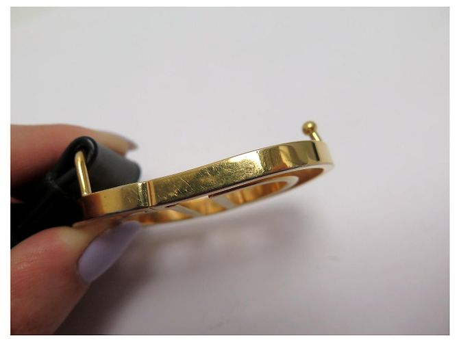 CHRISTIAN DIOR GÜRTEL GOLDENE CD LOGO SCHNALLE T75 AUS SCHWARZEM LEDER - Ansicht 12
