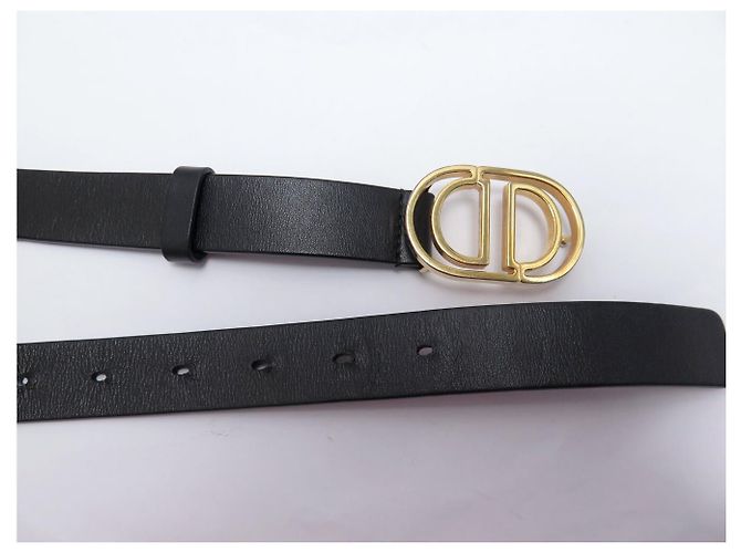 CHRISTIAN DIOR GÜRTEL GOLDENE CD LOGO SCHNALLE T75 AUS SCHWARZEM LEDER - Ansicht 7