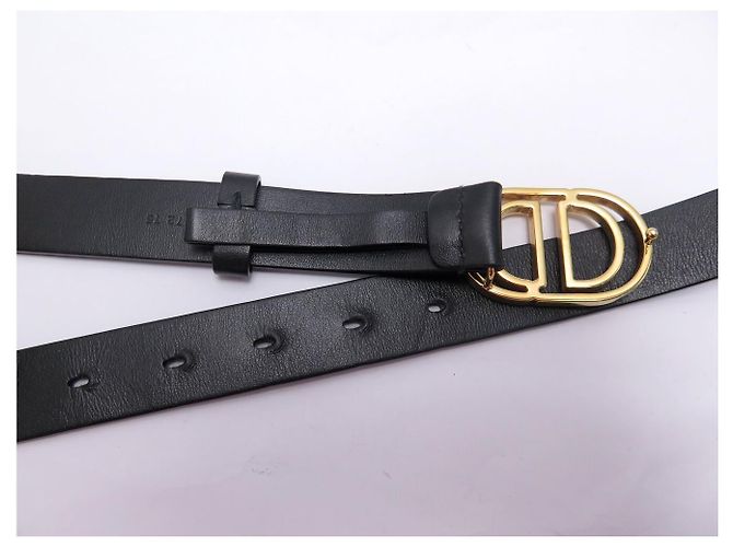 CHRISTIAN DIOR GÜRTEL GOLDENE CD LOGO SCHNALLE T75 AUS SCHWARZEM LEDER - Ansicht 8